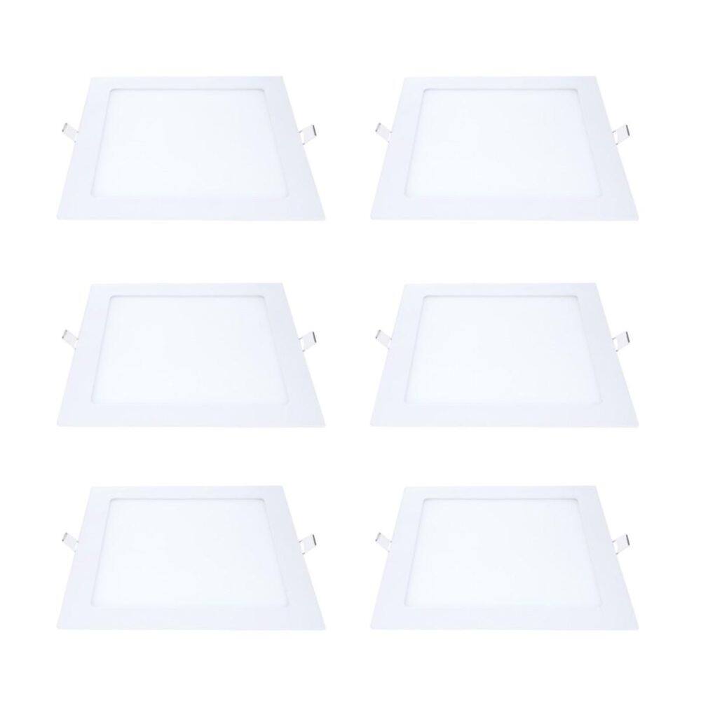 Kit 6 Painel Led Embutir Quadrado Luz Fria 6500K 18W 22Cm