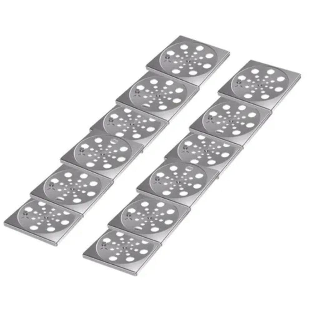 Kit 12 Un Grelha Quadrada Rotativa Inox 10Cm Central