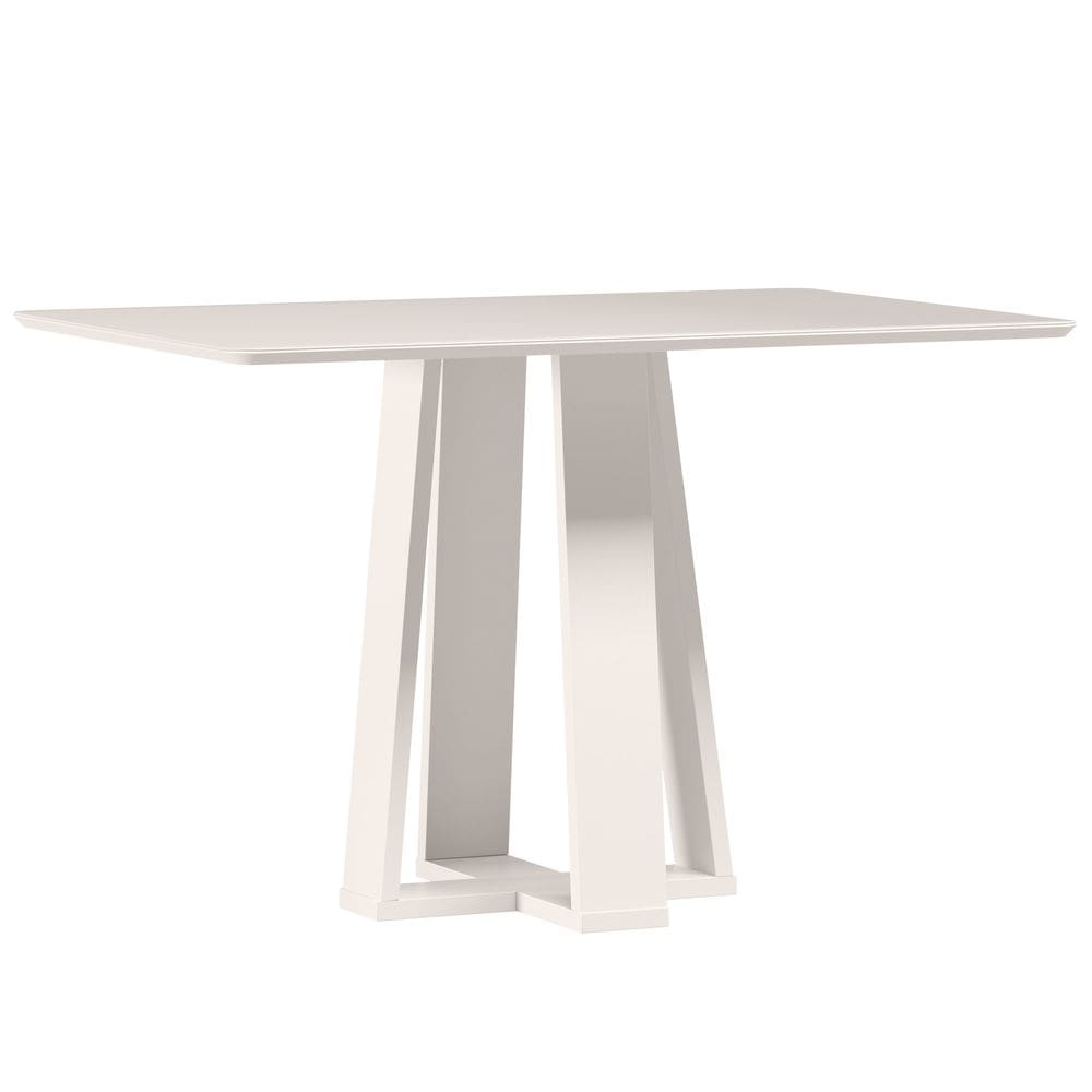 Mesa de Jantar para 4 Lugares 1,20m Tampo Mdf com Vidro Rubi Off White - New Ceval