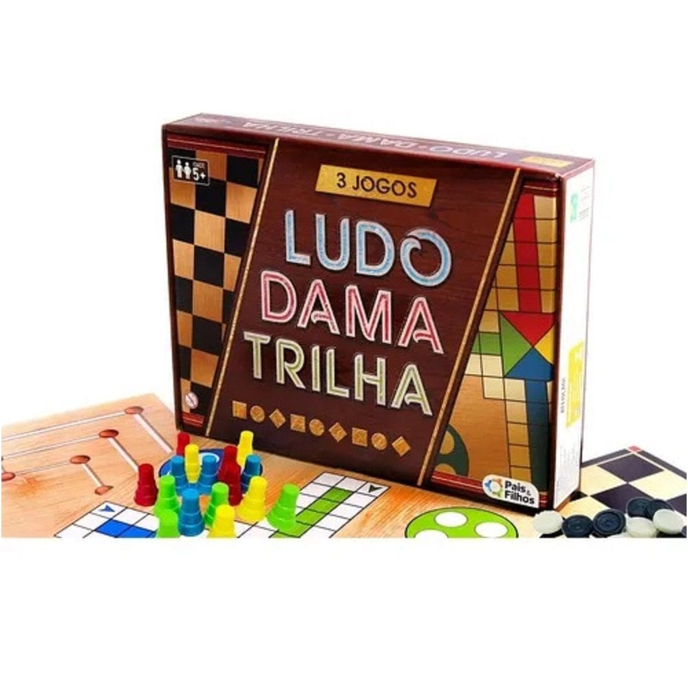 3 Jogos Ludo Dama e Trilha - Pais & Filhos