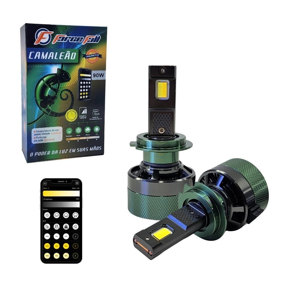 Lampada Led Camaleao Função Estrobo 3000 10000K H7 Via