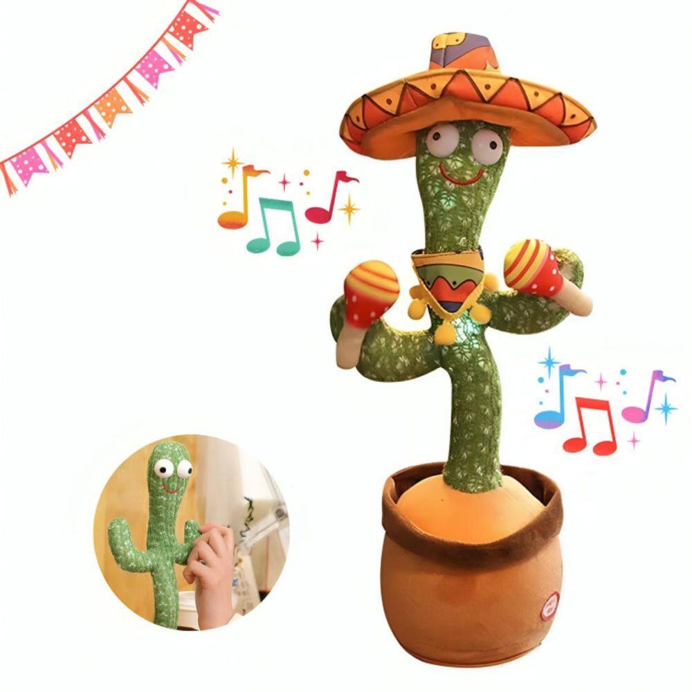 Cacto Musical Luz Infantil Dançante Pelúcia Recarregável