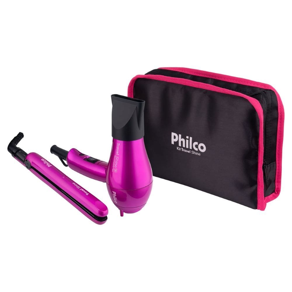 Kit Travel Shine Philco Com Secador e Prancha Bivolt