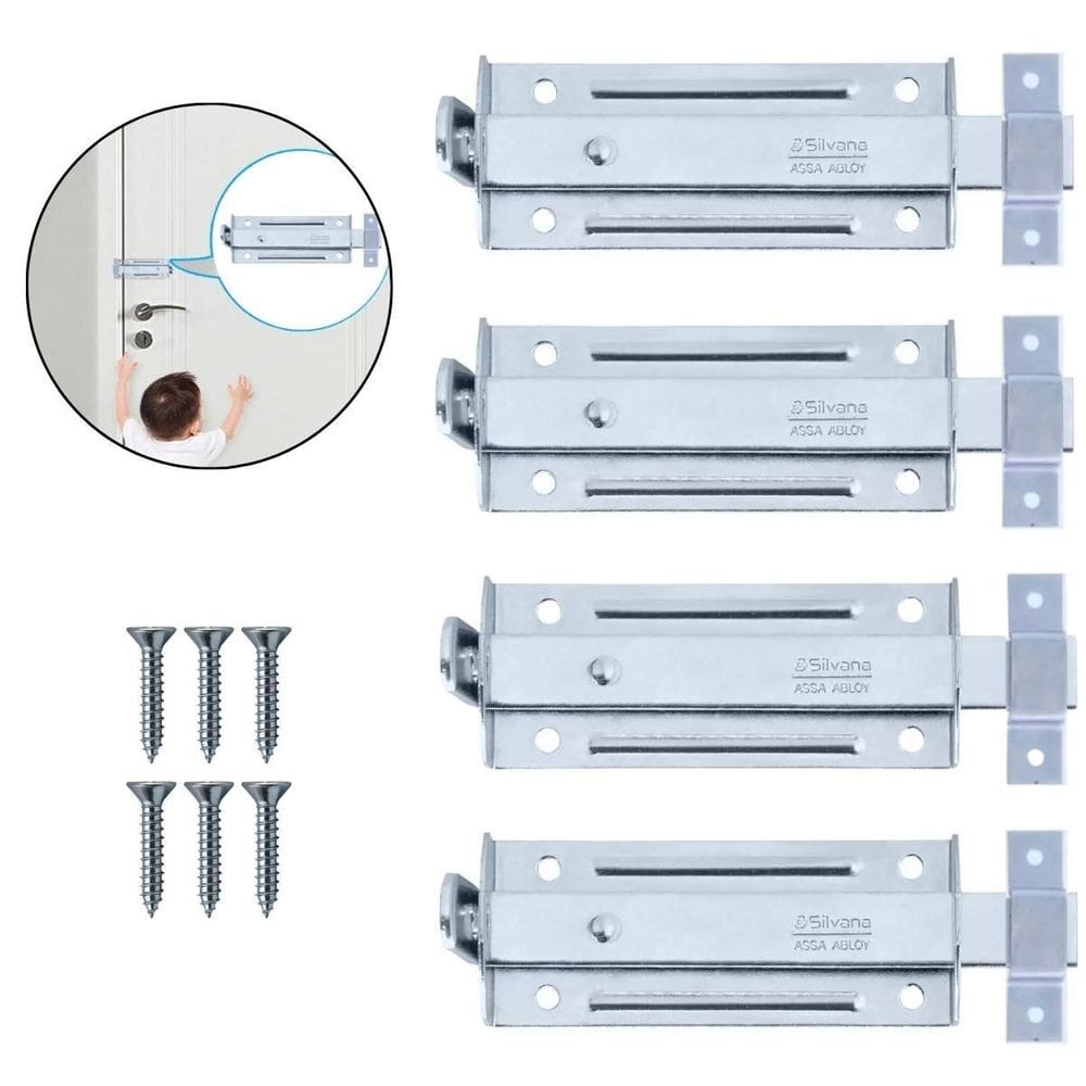 Ferrolho Trinco Tarjeta Fecho Chato Porta Janela 5Cm 04 Un
