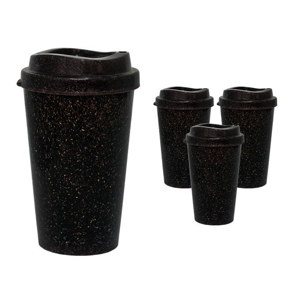Kit 4 Copos Mug Fibra Coco Green 320Ml
