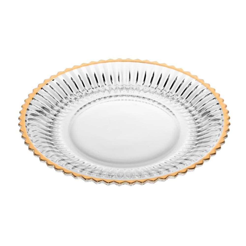 Prato Para Sobremesa Com Fio De Ouro Império 20Cm Cristal