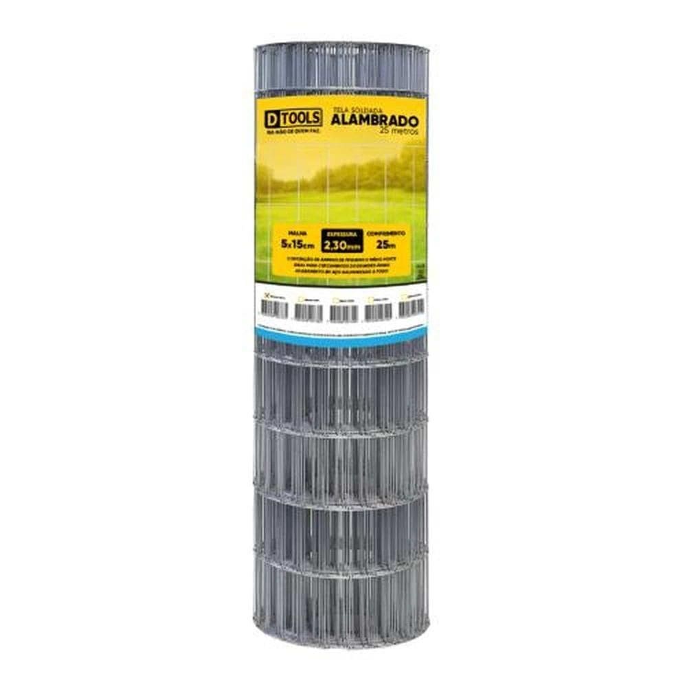 Tela Alambrado 25x1m Fio 2,3mm Malha 5x15cm - Dtools