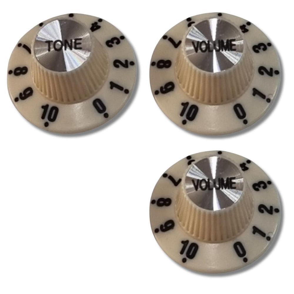 Kit 3 Knob Cream Guitarra Vintage 2 Volume 1 Tone Creme