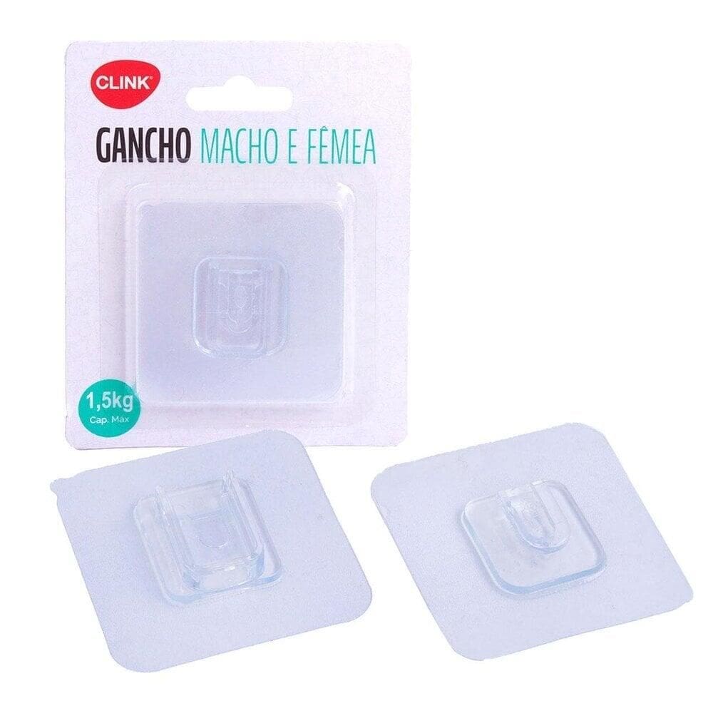 Gancho de Plástico 2 Pçs 6cm Adesivo Macho e Fêmea - Tudo em Caixa