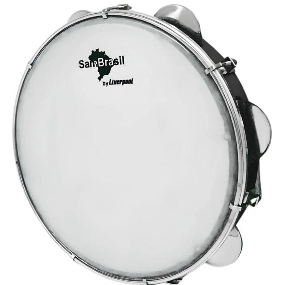 Pandeiro Liverpool Sambrasil Premium 10 Preto Pele Branca