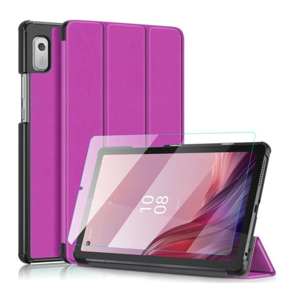 Capa Sintética Roxo Para Tablet Lenovo M9 Tb310Xu + Vidro