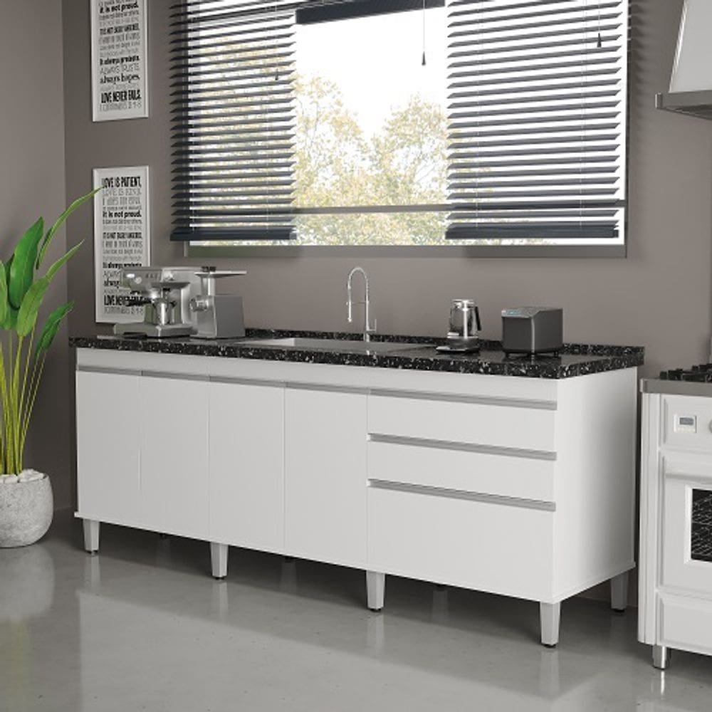 Gabinete Bahamas Com Tampo Branco/Marmorizado – Passe Bem Móveis