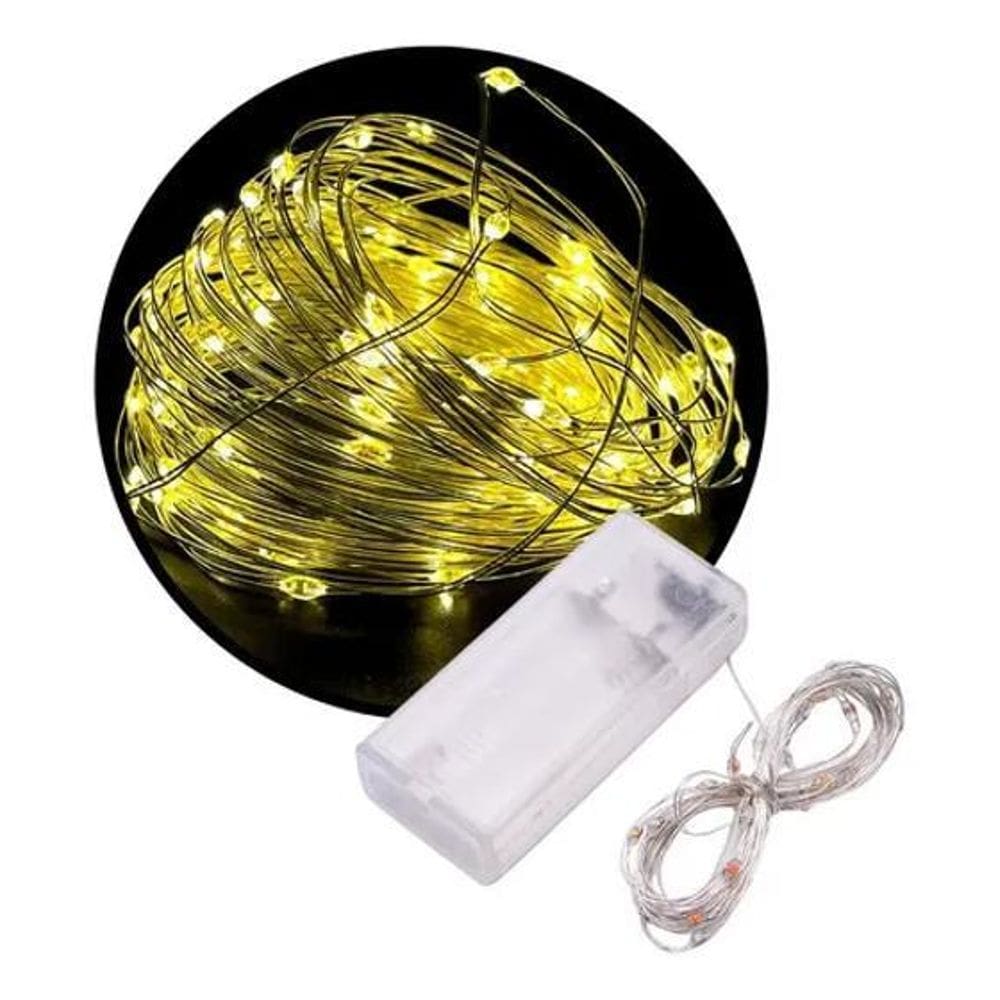 Fio Fada Cordão De Led 3M 30 Leds 3 Funções Pilha Branco Que
