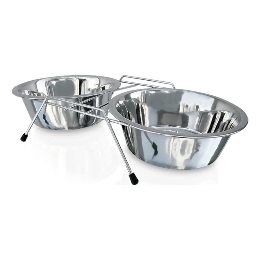Comedouro Bebedouro Tigela Cachorro Duplo Aço Inox Chalesco