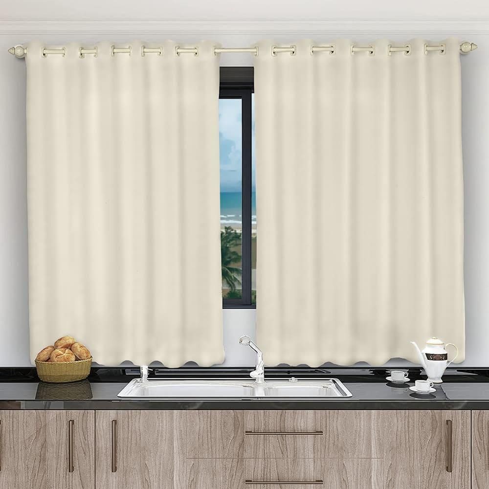 Cortina Para Cozinha Voil Pérola 2,80X1,20 Forro Microfibra