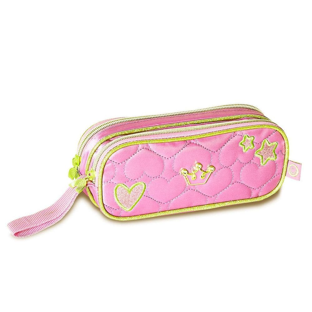 Estojo Escolar Duplo Sweet Queen Rosa Brilhoso - Clio