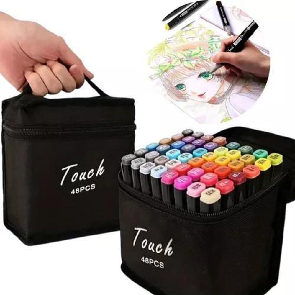 Super Caneta Canetinha Marca Texto Escolar Ponta Dupla 48