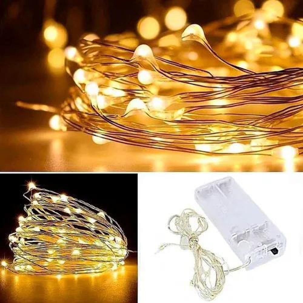 Fio Fada Cordão De Led 2M 20 Leds 3 Funções Bateria Branco