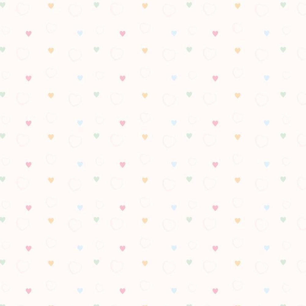 Papel De Parede Rosa Com Corações Coloridos Adesivo Quarto