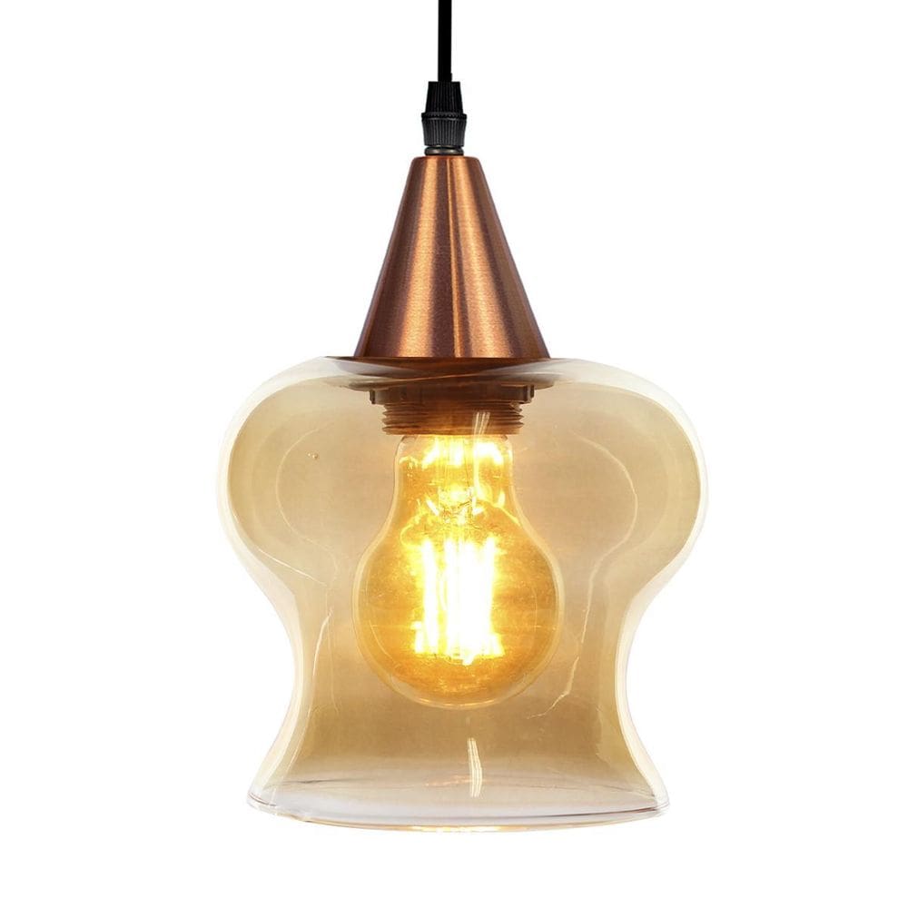 Lustre Pendente Taschibra Aisha Liso Conhaque Bivolt Cobre