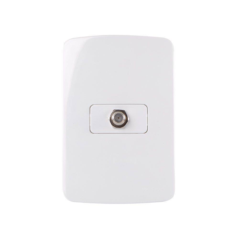 Tomada Antena de TV MarGirius B3 para Cabo Coaxial com Placa 4x2 Branca