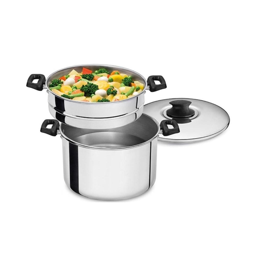 Panela Espagueteira e Cozimento A Vapor com 3 peças Alumínio ABC