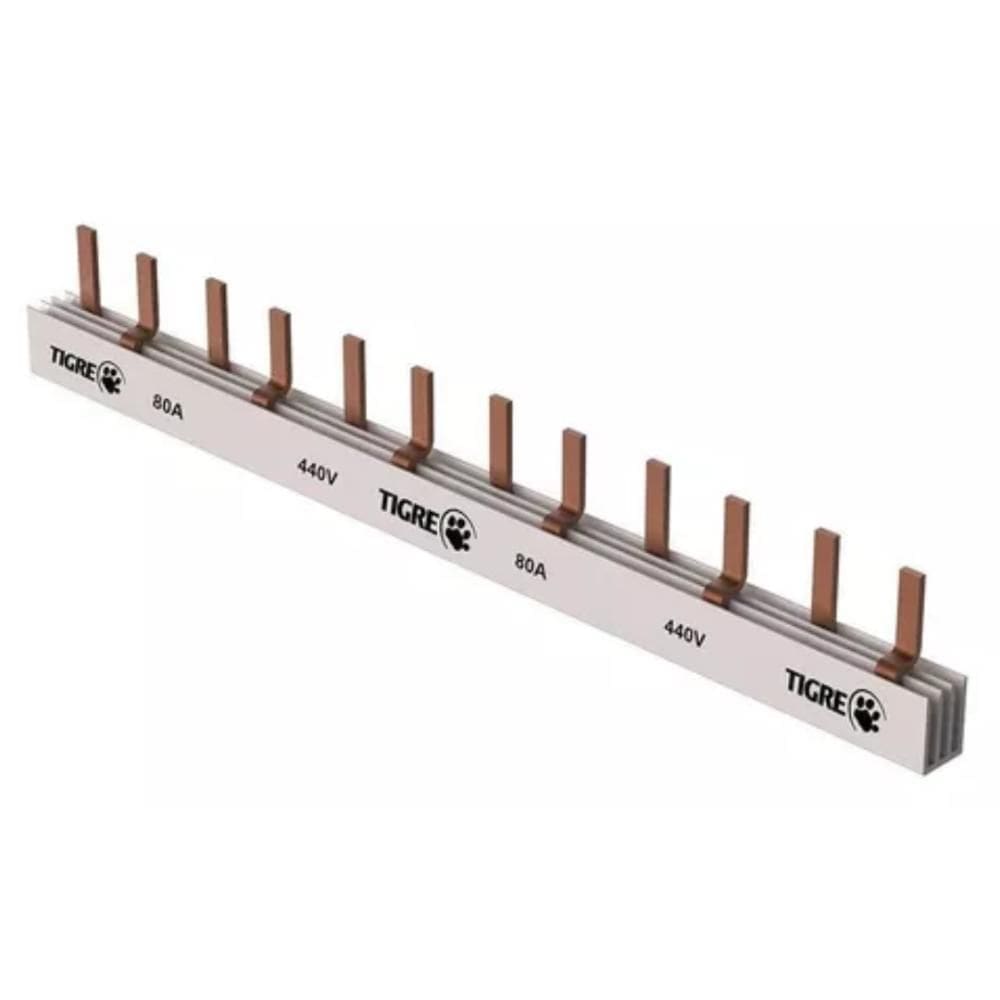 Barramento De Fase Tigre Bifásico 12 Ligações Din 80A 440V