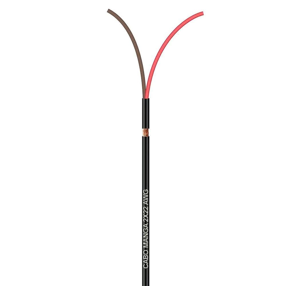Cabo Manga 2X22 Awg - Com Blindagem Preto - 50 Metros