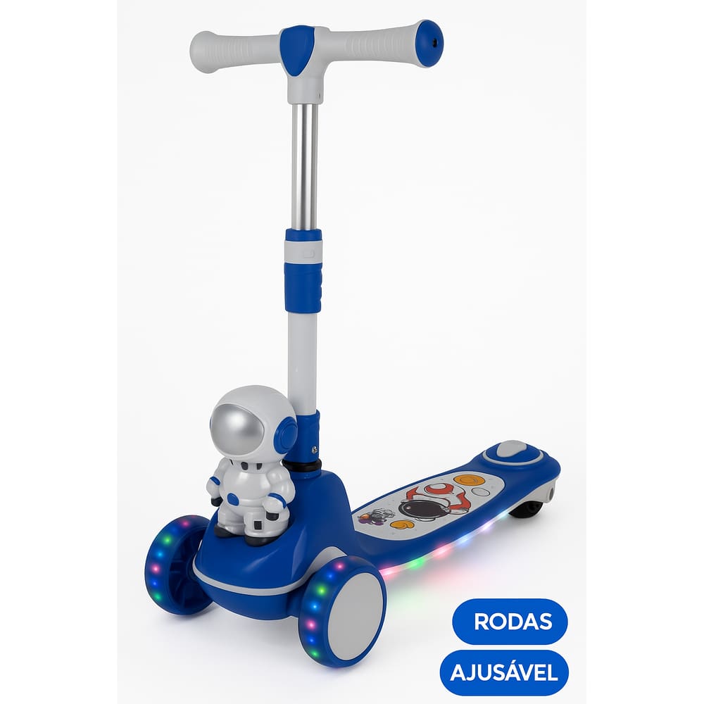 Patinete Astronauta Divertido Infantil Retrátil Luz/Som