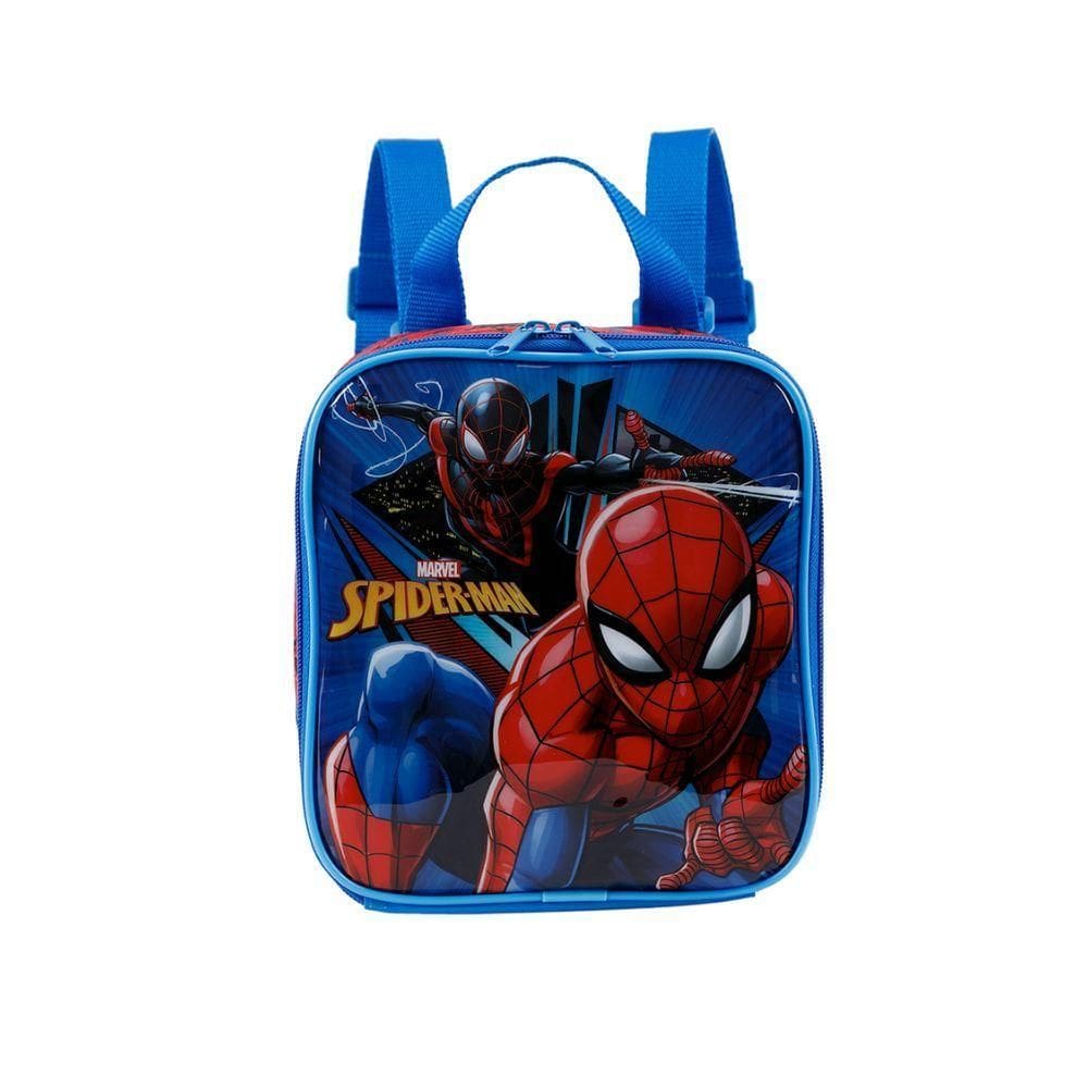 Lancheira Homem Aranha Azul 20cm x 22cm x 10cm