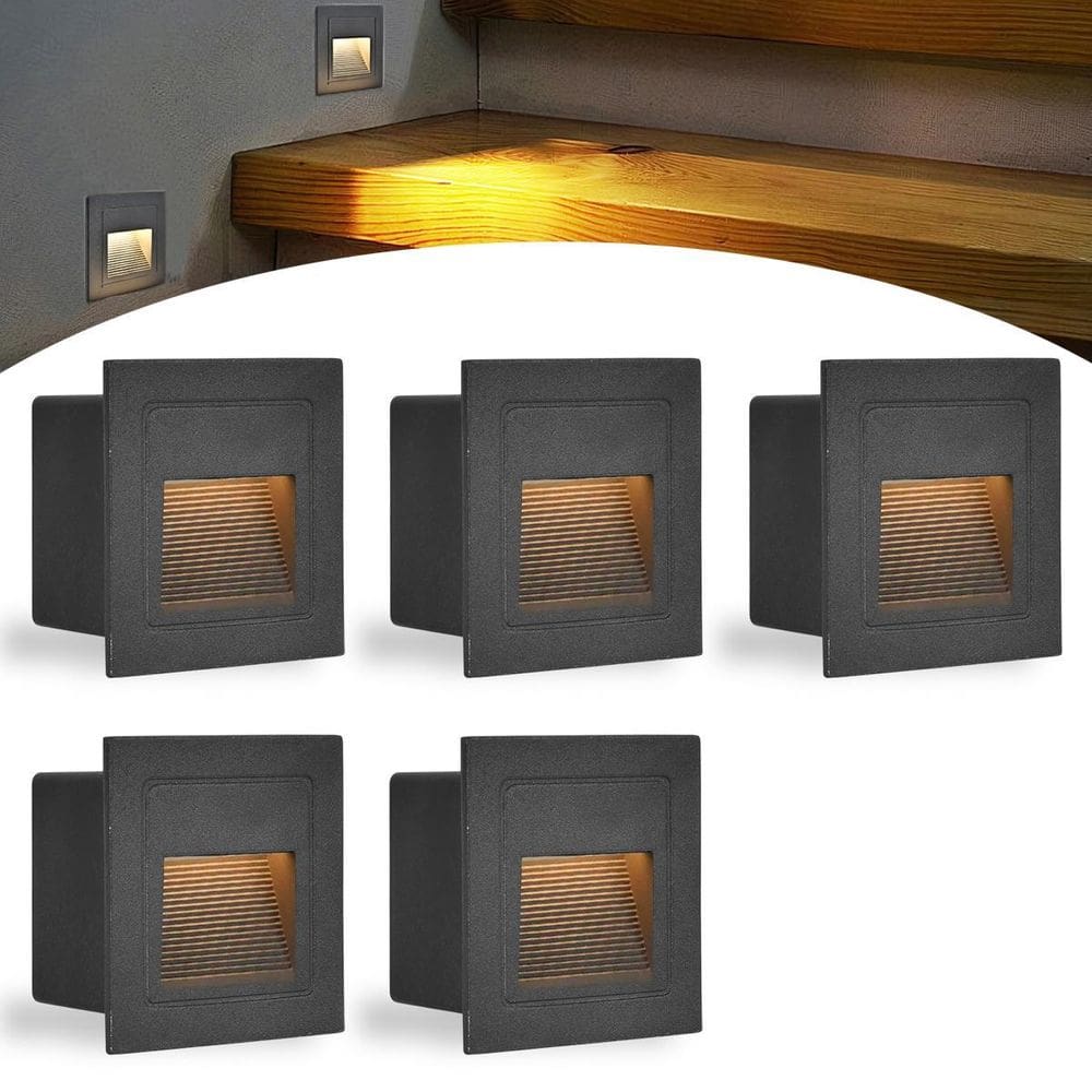 5 Balizador Escada Externo Preto Embutir Led Lup51