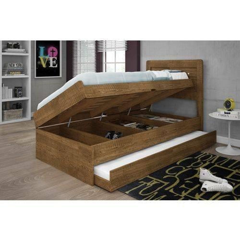 Cama Solteiro Bau Larissa Com Cama Auxiliar Dani Malbec