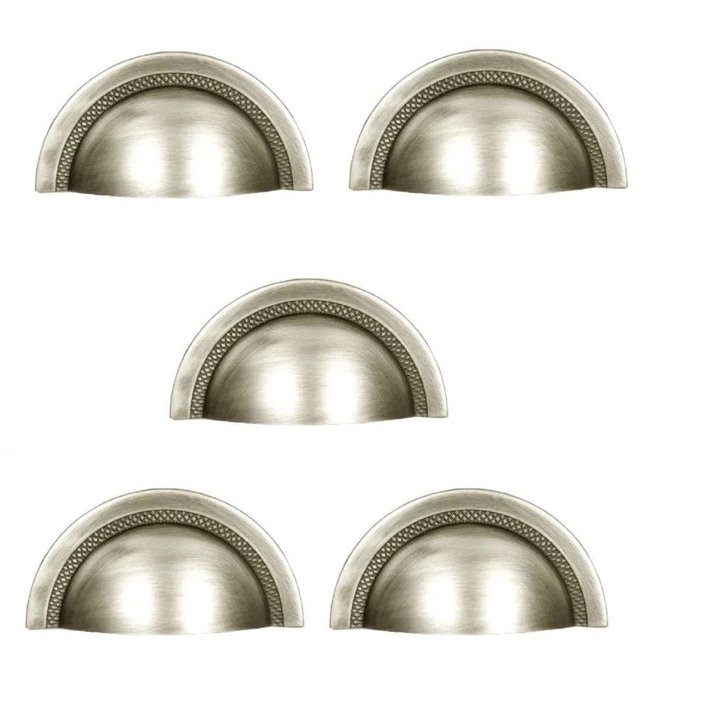 Kit 5 Puxador Shell Zen 64Mm Niquel Escovado Verniz