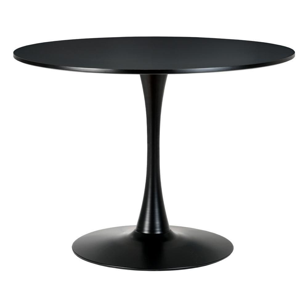 Mesa Saarinen Tulipa Redonda 100Cm Tampo Madeira Preta 5 Lug