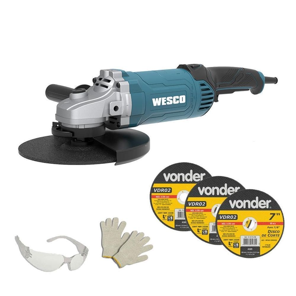 Esmerilhadeira Lixadeira 7 2000W Ws4721 Wesco + Discos 220V
