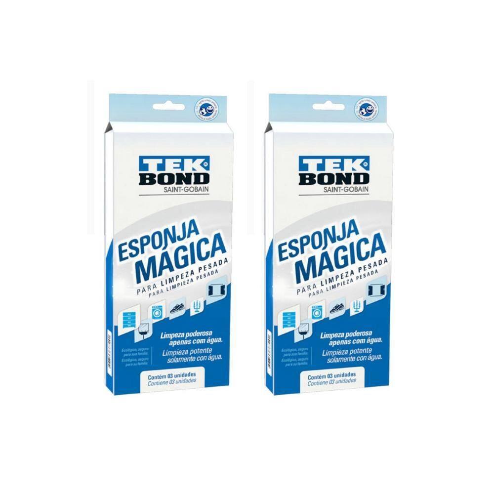 Kit Com 06 Esponja Magica Tekbond Bucha Limpeza Pesada