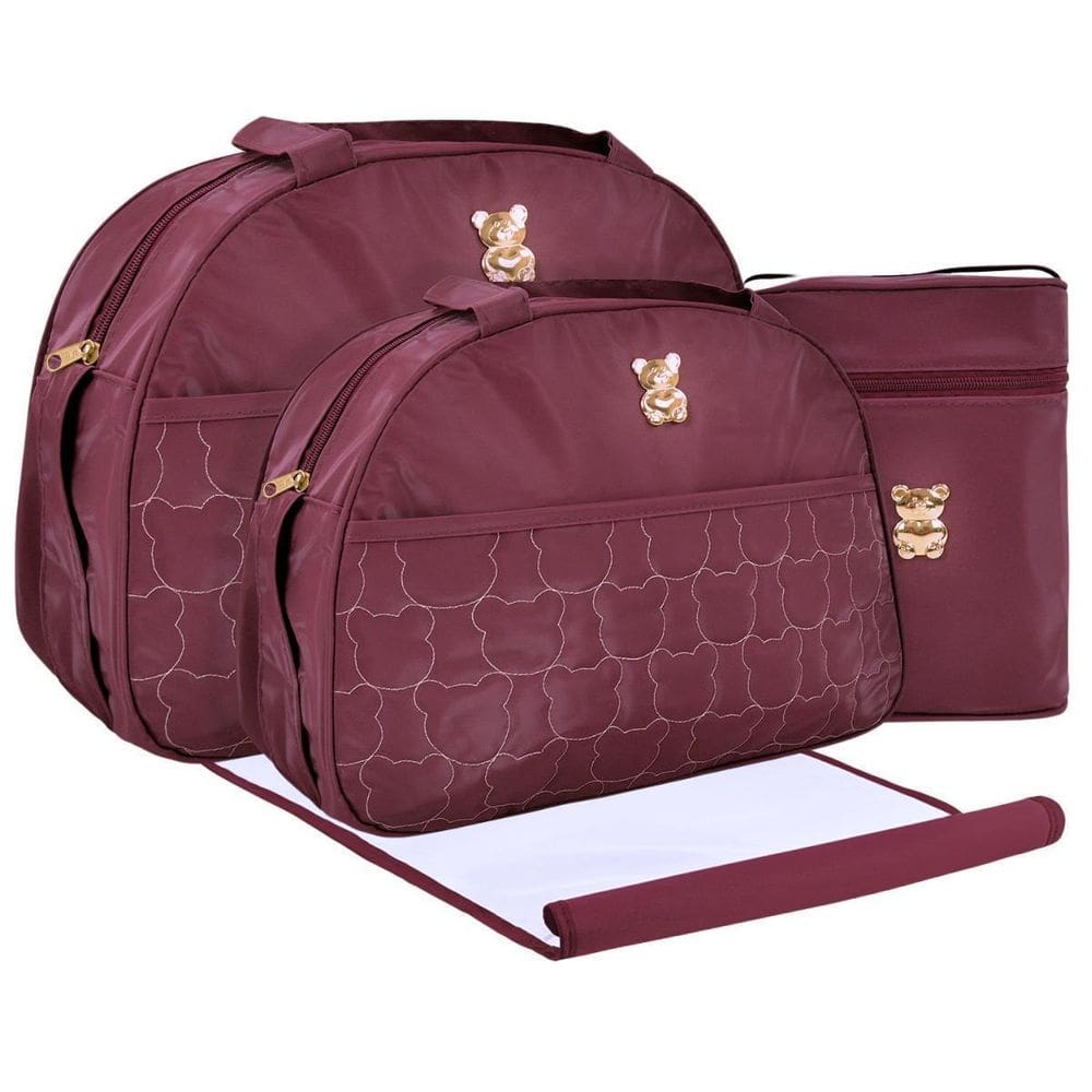 Kit Bolsas Maternidade Mave Baby Luna Soft Vinho