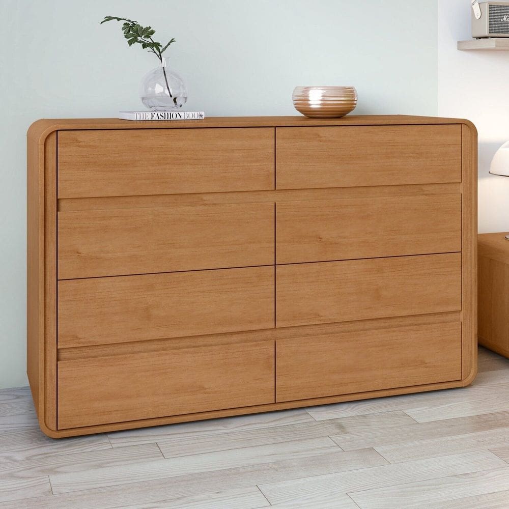 Cômoda para Quarto 8 Gavetas 152cm X 96cm Loop Amêndoa Clean