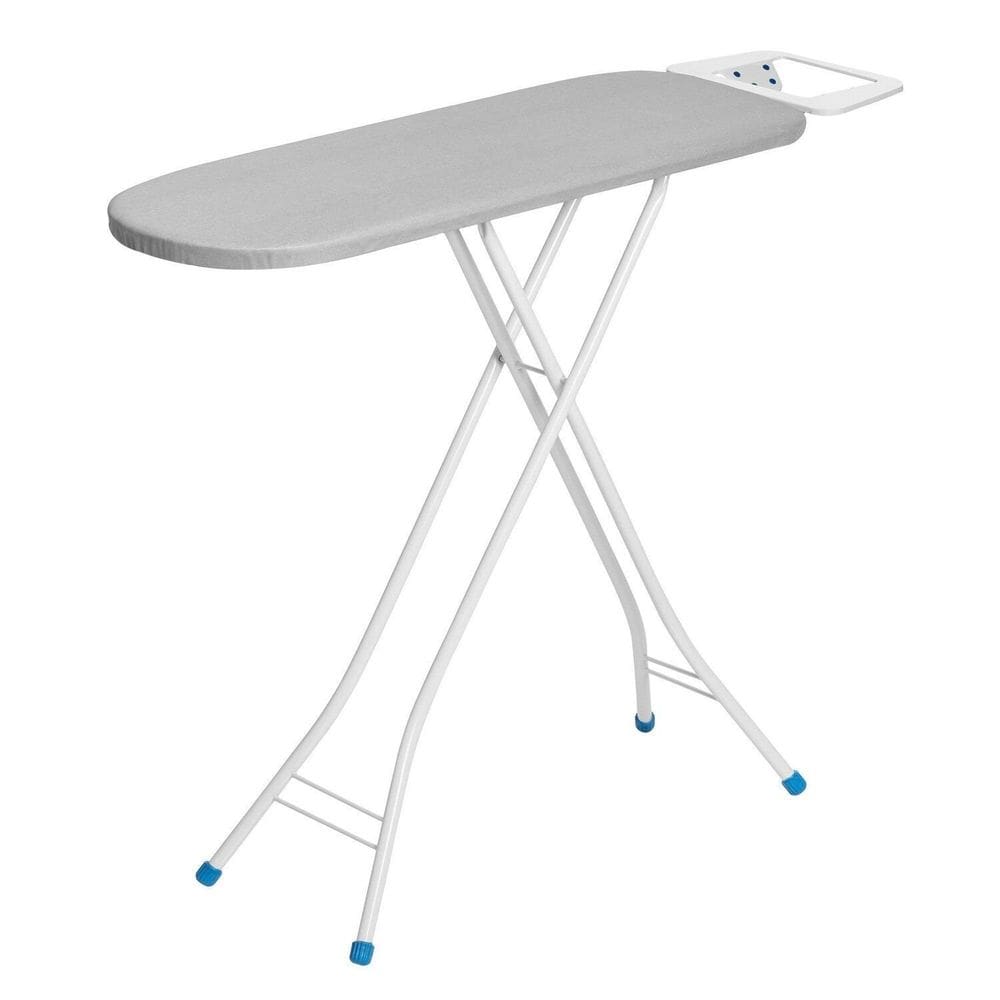 Tábua de Passar Roupa Metalizado com Suporte para Ferro em Aço Reforçada Pluma Tri Plus Branco/Cinza