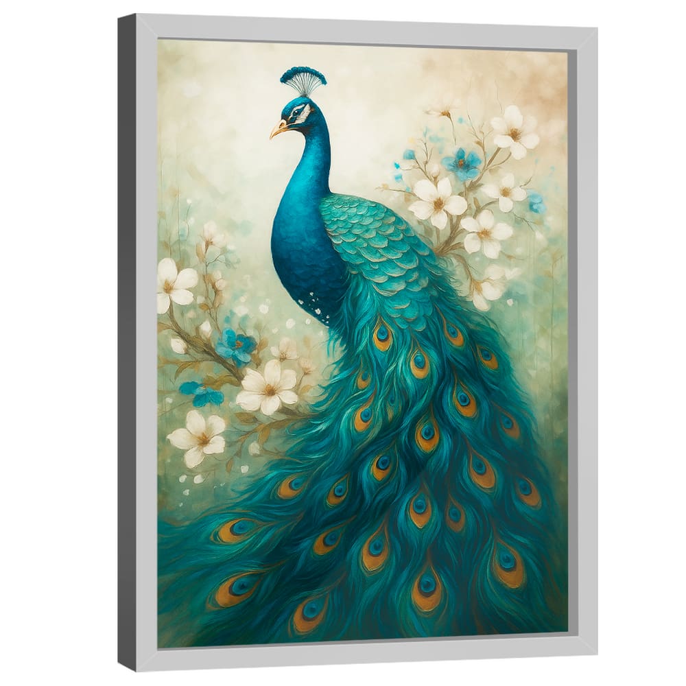Quadro Decorativo Pavão Estilo Pintura