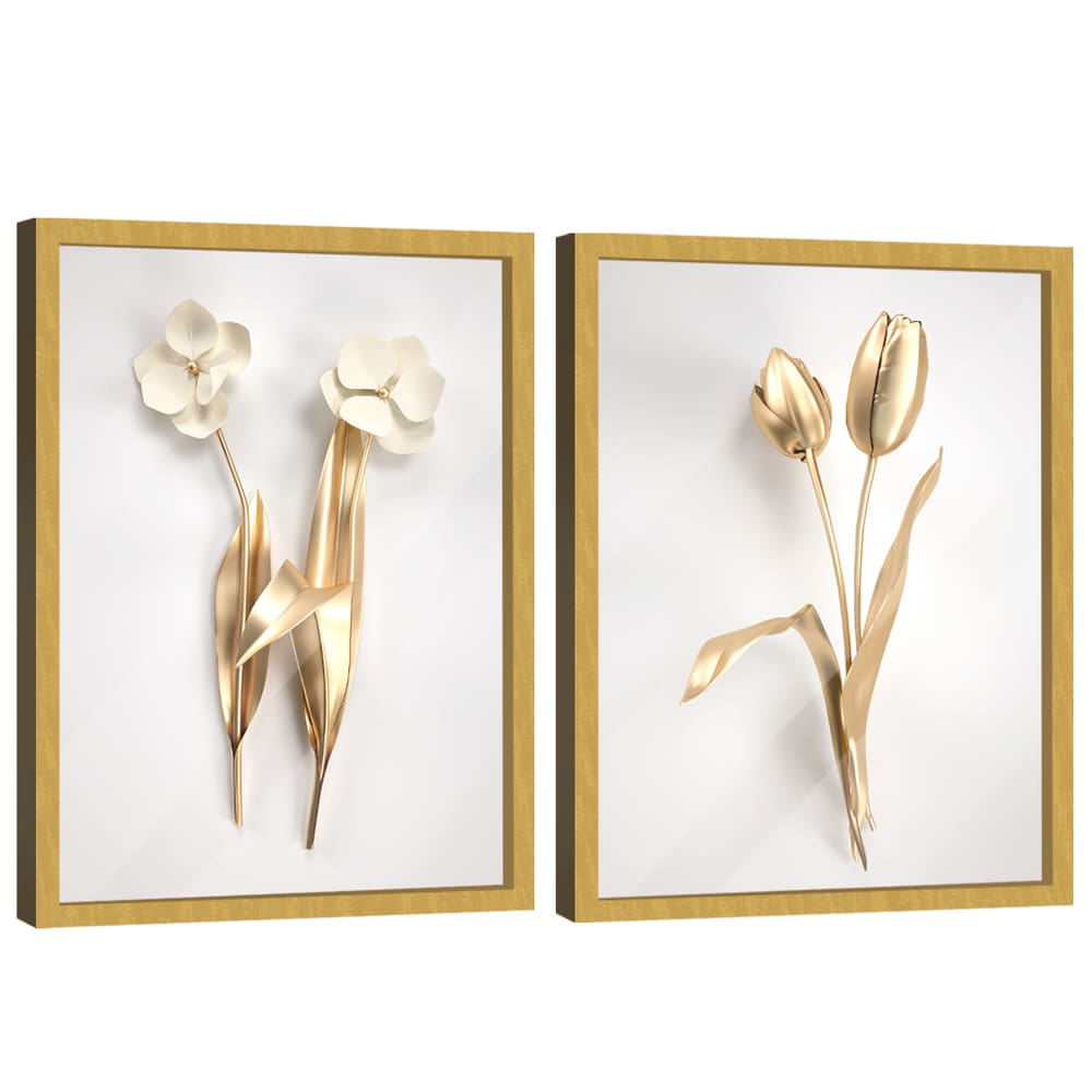 Quadro Decorativo Duo Flores de Ouro