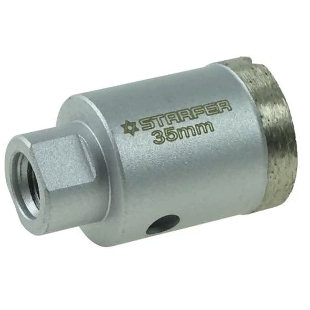 Broca Serra Copo Diamantada 35mm Rosca M14 para Esmerilhadeira Furos Limpos Telhas Tijolos Cêramica Azulejo