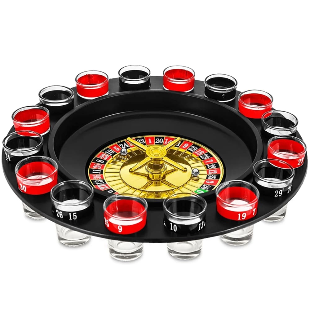 Jogo Roleta Cassino Drink 16 Copos de Vidro Shot para Festas e Amigos
