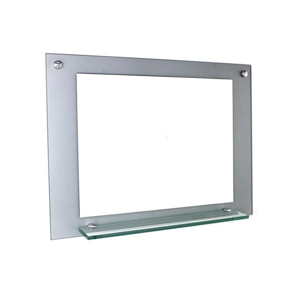 Espelho Para Banheiro Com Prateleira 50Cm Prata