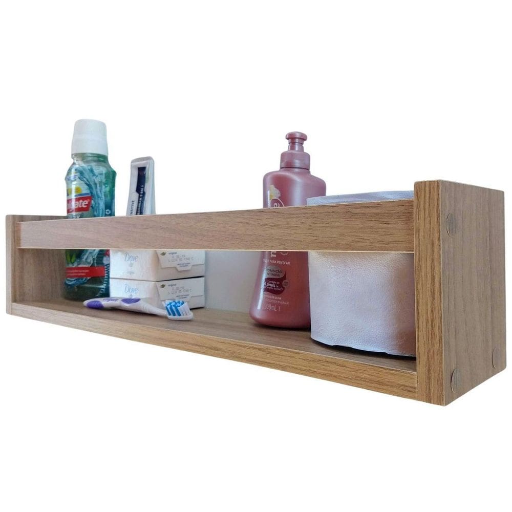 Kit 3 Prateleiras Banheiro Nicho Parede Lavabo Mdf Madeira