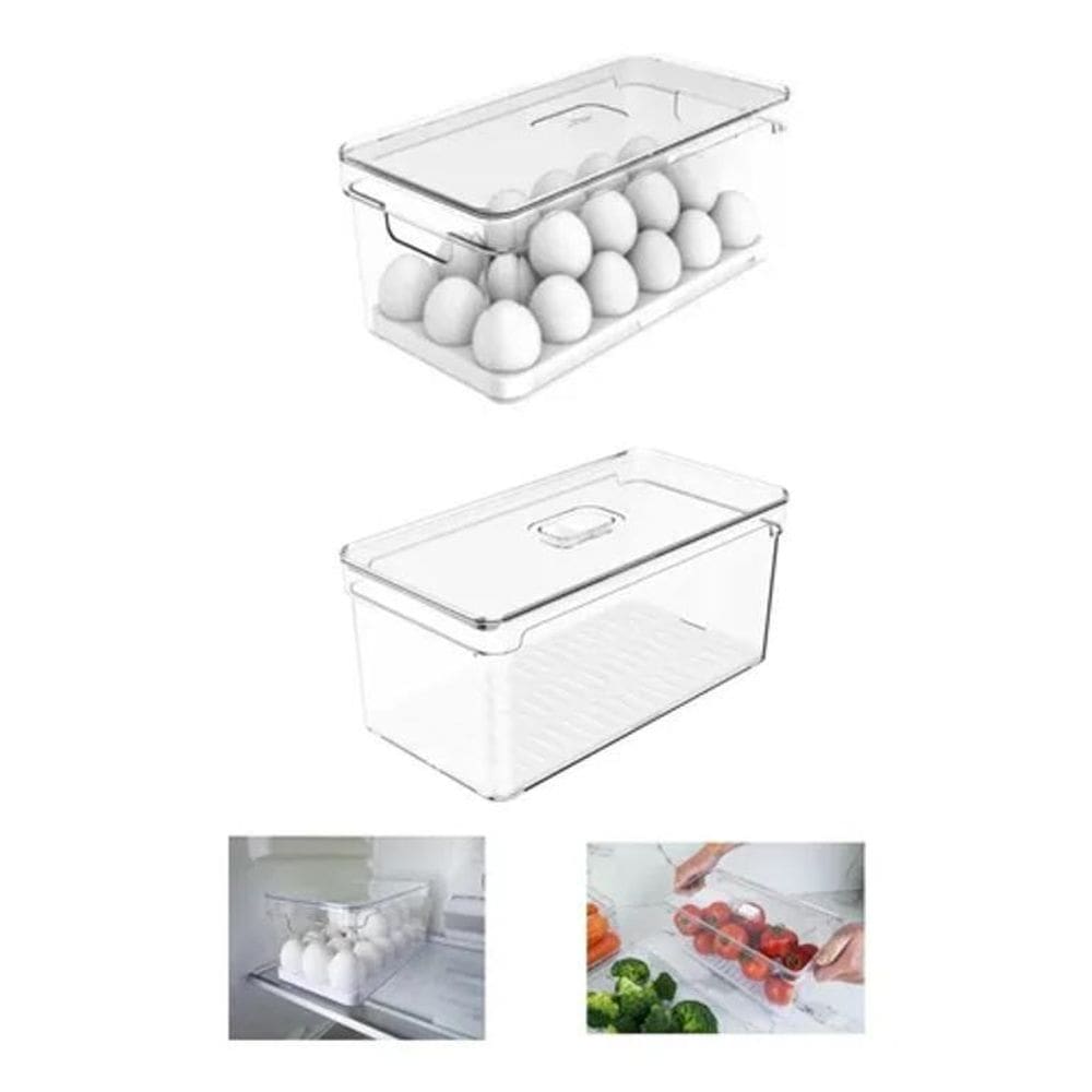 2 Organizadores De Geladeira Porta Ovos E Porta Legumes 5L