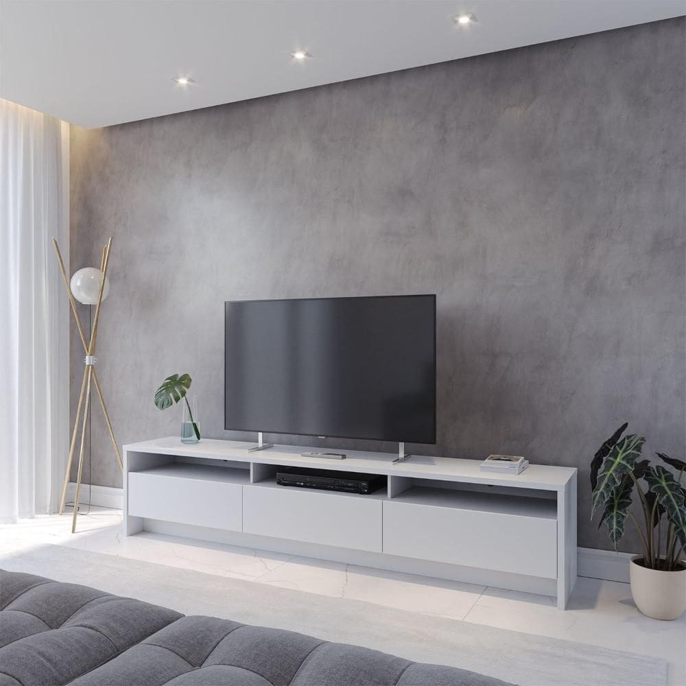 Rack para TV Até 75” 3 Portas Aspen 219 cm - Branco Fosco