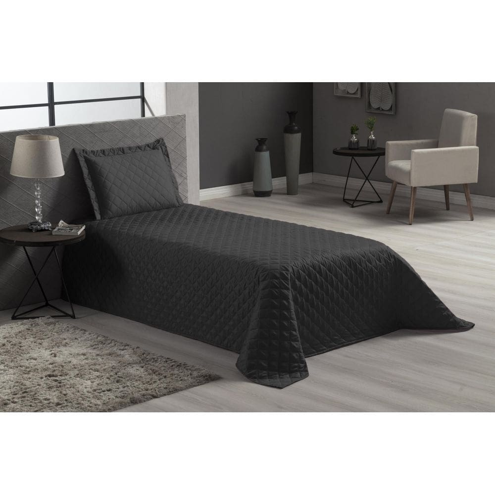 Cobre Leito E Fronha Cor Preta Veneza 3 Peças Solteiro
