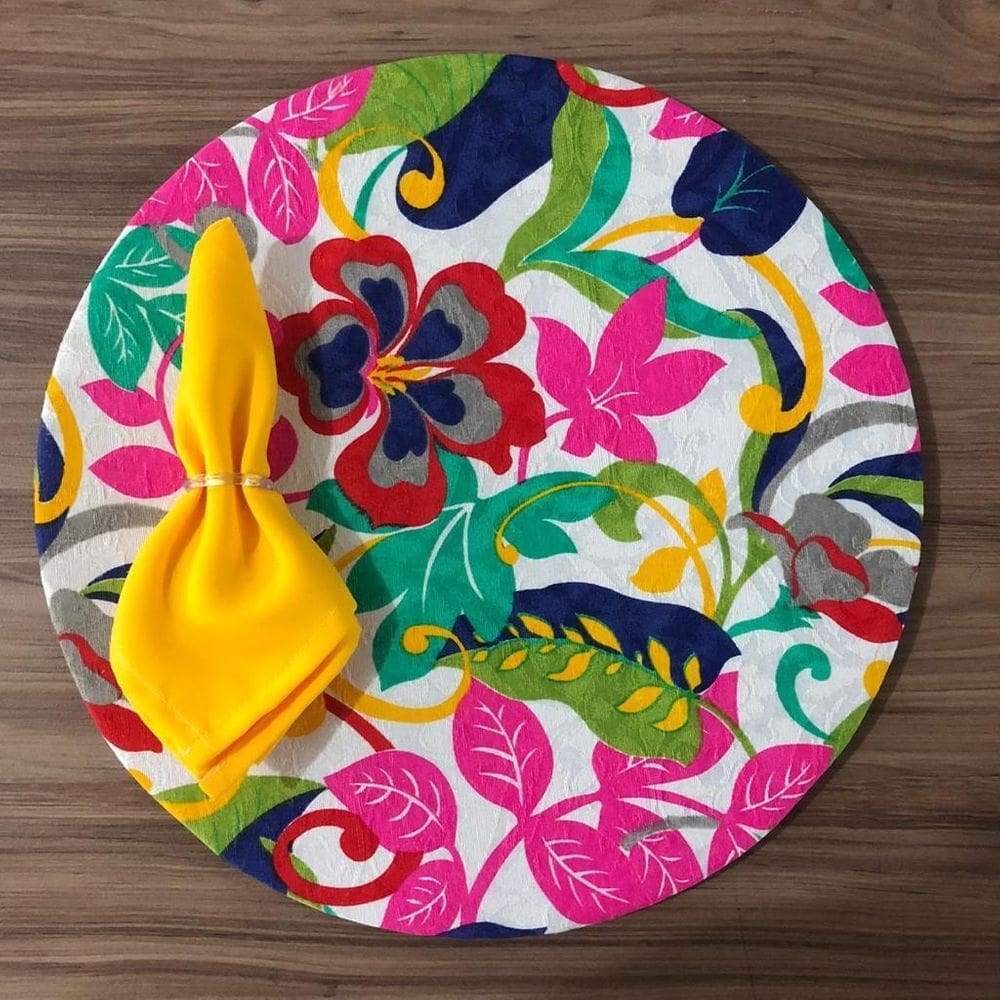 Jogo De Sousplat De Tecido 6 Lugares Completos Amarelo