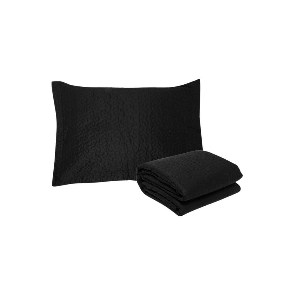 Kit Cobre Leito Solteiro 300 Fios Satinee Preto 3 Peças